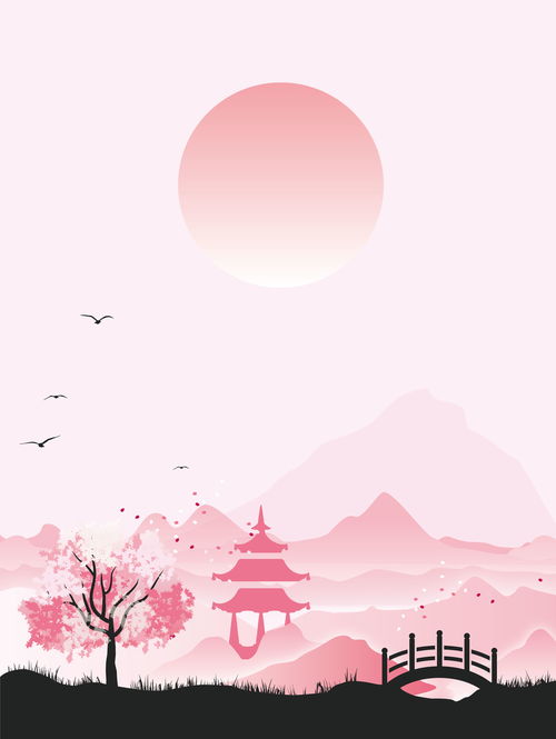 矢量中国风粉红色风景背景高清素材 过年 免费下载 页面网页 平面电商 创意素材 素材