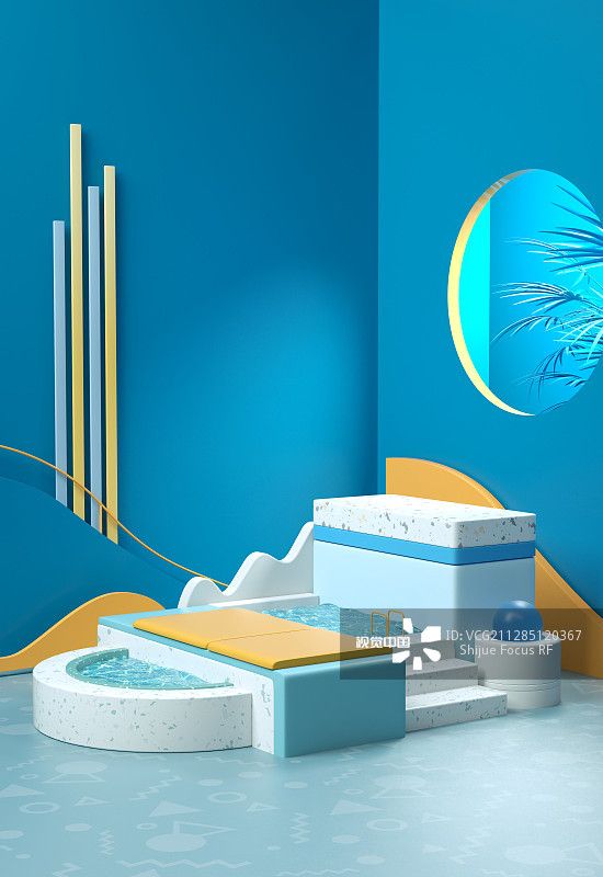 3D渲染模拟场景产品展台创意图正版图片素材