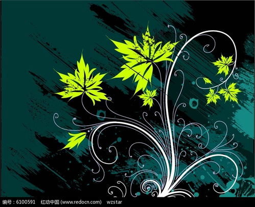 红动网免费下载缠枝纹叶子矢量素材EPS文件